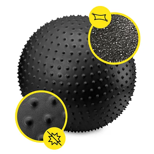 Мяч для фитнеса (фитбол) Cornix 65 см массажный Anti-Burst Black XR-0482 - фото 8