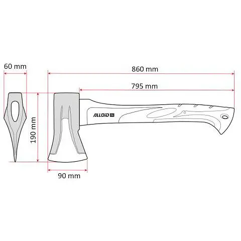 Топор-колун Alloid ручка из фибергласа 2000 г (SF-202000) - фото 2