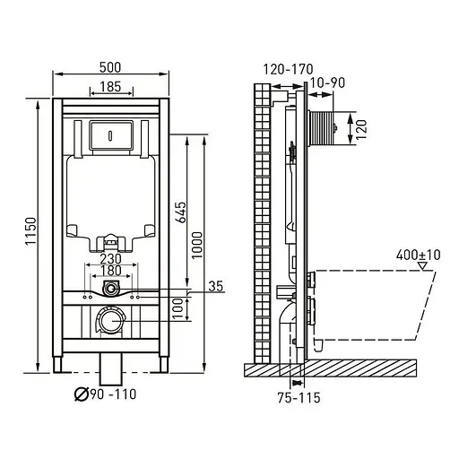 Комплект инсталляция Volle Master 141919 + унитаз Kolo Idol M1310000U с сидением полипропилен, Белый - фото 3