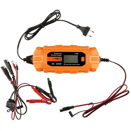 Neo Tools Зарядное устройство автоматическое, 4A/70Вт, 3-120Ah, для кислотных/AGM/GEL аккумуляторов