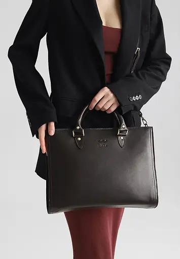 Жіноча шкіряна сумка Fancy A4 коричнева краст - фото 2