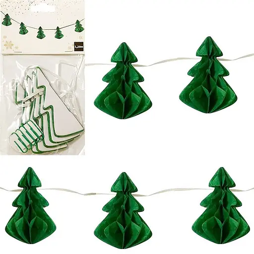 Гірлянда з паперових новорічних прикрас "Ялинки" Bambi CG-12, 5 шт - фото 1
