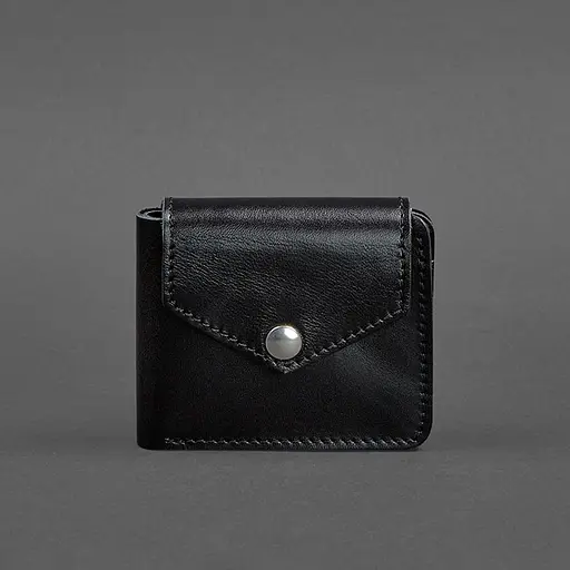 Шкіряне портмоне 4.2 на кнопці чорне - фото 6