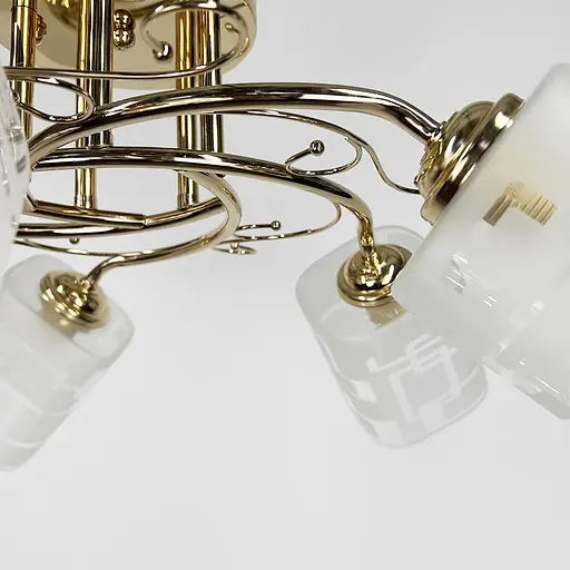 Золотая люстра на 5 матовых плафонов с узором Ø 58 см | Ст. 2286/5B FGD | Line F - фото 5