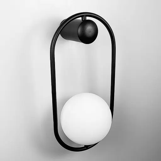 Настенный черный светильник с белым плафоном Line F Арт. W078/1 BK - фото 2