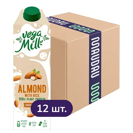 Упаковка миндального напитка Vega Milk с рисом 11.4 л (950 мл х 12 шт.) - фото 1