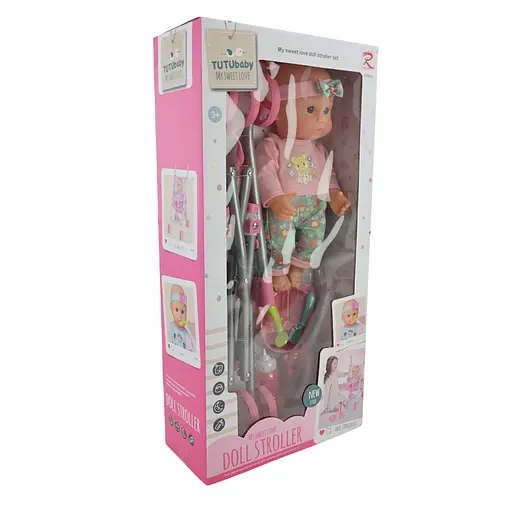 Пупс в наборі з коляскою 85869, з аксесуарами, в коробці (6913055858691) - фото 2