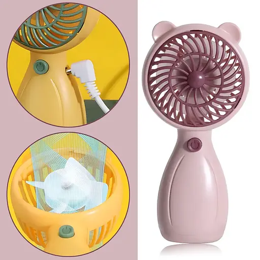 Портативный ручной вентилятор Handy Mini Fan JX-998 на аккумуляторе с ручкой мини ветродуйка 2,5Вт Pink - фото 2