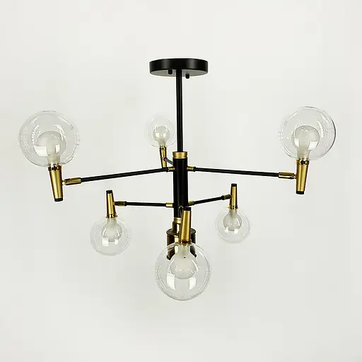 Люстра на 6 ріжків з поворотними плафонами у двох кольорах Line.F Колір плафона Прозорий + матовий - фото 1