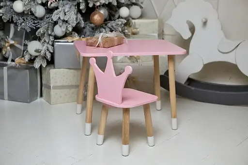 Дитячий прямокутний столик (Рожевий) та стільчик Корона (Рожева) - фото 7