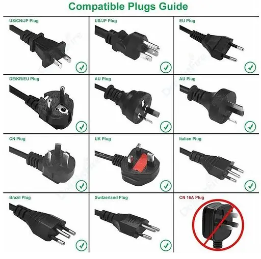 Переходник адаптер Aukey с вилкой AU US UK CN на EU розетку 16 А 3500W - фото 10