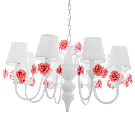 Люстра подвесная Brille с абажуром флористика E14 40W WH (BKL-517S/8) - фото 3