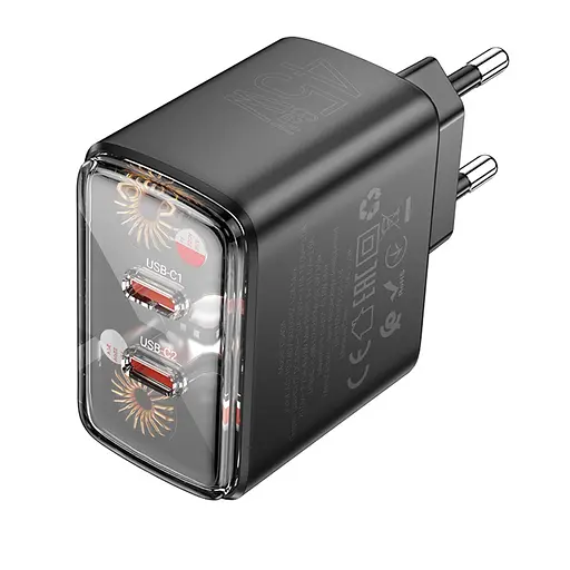 Сетевое зарядное устройство Hoco CS43A 2 Type-C PD 45W черный - фото 5