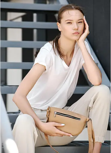 Сумка на пояс бананка Sambag Polo SQS Бежевий 24 х 15 х 4 см (86123026) - фото 5