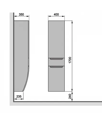 Пенал Мойдодир Trend П-40-A білий підвісний, Білий - фото 2