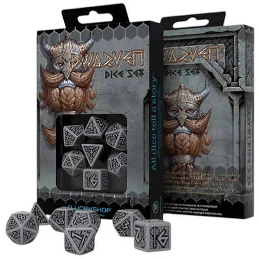 Набір кубиків Dwarven Gray & black Dice Set , 7 шт. (SDWA03) - фото 1