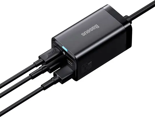Мережевий зарядний пристрій Baseus GaN3 Pro Desktop Fast Charger 2C+2U 65W + Cable USB-C to USB-C Black (CCGP040101) [80903] - фото 5