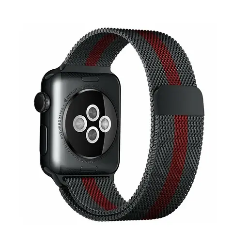 Ремінець Creasted для годинника Milanese loop steel bracelet Apple watch, 38 40 мм Black red - фото 2