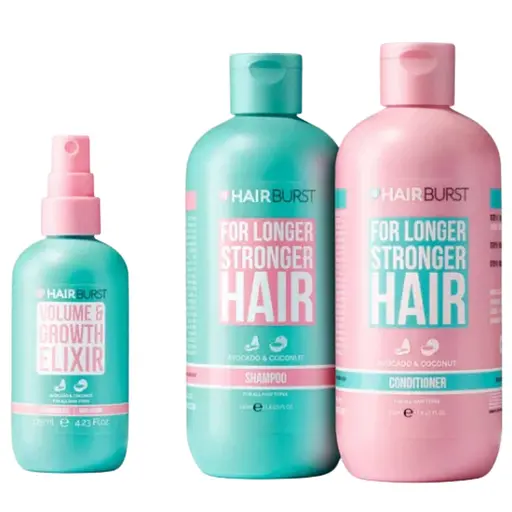 Оригинальный трио набор для волос Hairburst: шампунь 350 мл + кондиционер 350 мл + эликсир 125 мл - фото 1