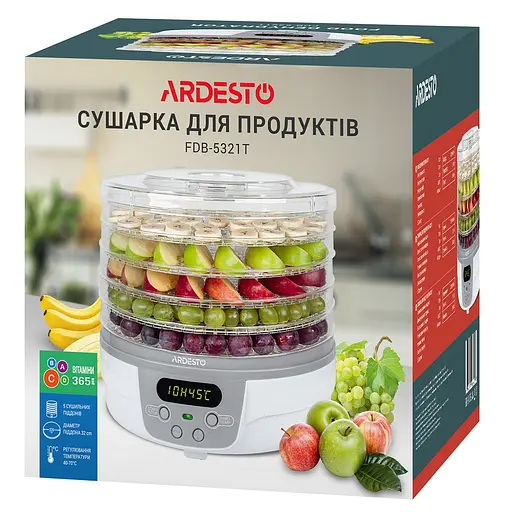 Сушарка овочів та фруктів Ardesto FDB-5321T 250W White - фото 6