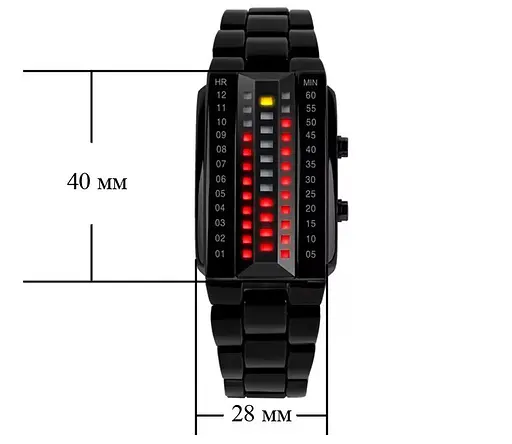 Унікальний бінарний чоловічий годинник Skmei 1035 (Чорний) - фото 7