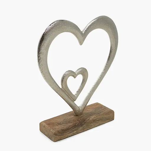 Декор алюмінієвий MBM HOME Серце на підставці срібний 135x50х135 мм (DH-ST-38 M SILVER) - фото 2