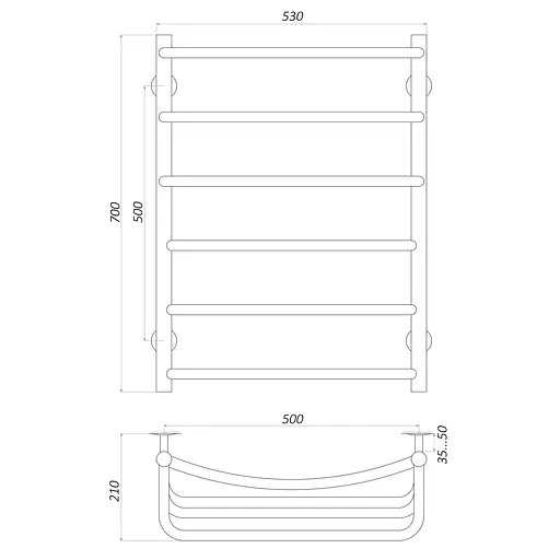 Полотенцесушитель UNIO LКD W 700-500-6 Лестница Каскад Дуга (20868) - фото 5