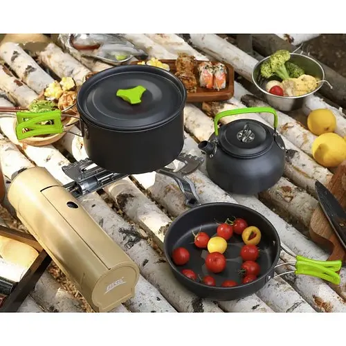 Туристичний посуд Trizand 23667, 18 предметів (антипригарне покриття, для кемпінгу, 2 особи) - фото 8