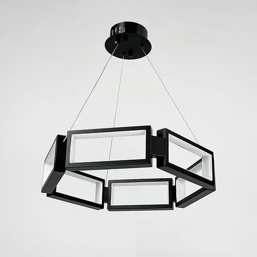 Люстра із підвісним чорним кільцем з прямокутників Ø 45 см | Арт. MJ 235-500 | Line F - фото 6