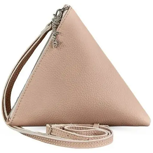 Шкіряна жіноча сумка-косметичка Піраміда світло-бежева - фото 1
