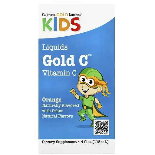 Жидкий витамин C для детей California Gold Nutrition Kids Gold C Liquid, 118 мл для поддержания иммунитета - Апельсин - фото 1