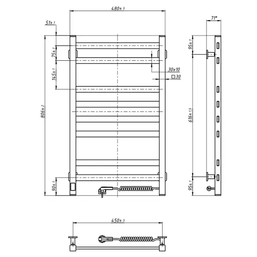 Рушникосушка NAVIN Авангард 480х800 Sensor правобічна з таймером, біла - фото 5
