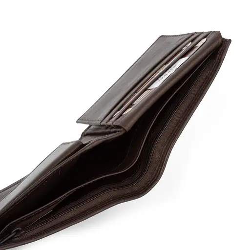 Портмоне мужское кожаное SU822 Virginia Conti на кнопке коричневое - фото 3