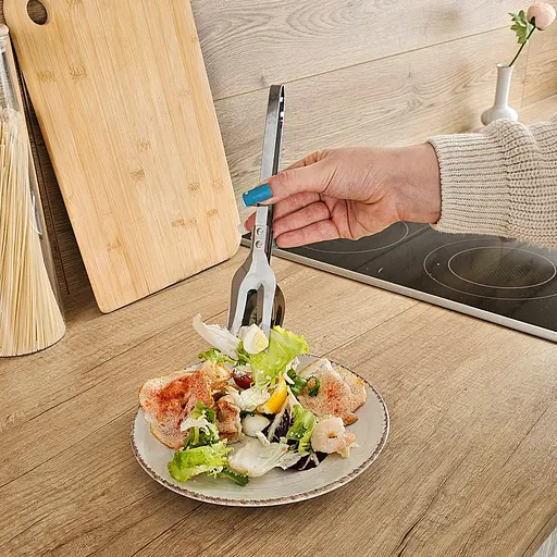 Щипці кулінарні (ложка+вилка) для сервірування та барбекю з нержавіючої сталі 26 см, Kitchen Master 85845 - фото 3