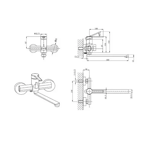 Змішувач для ванни Mixxus Lord 006 Euro Graphite (MI7142) - фото 3