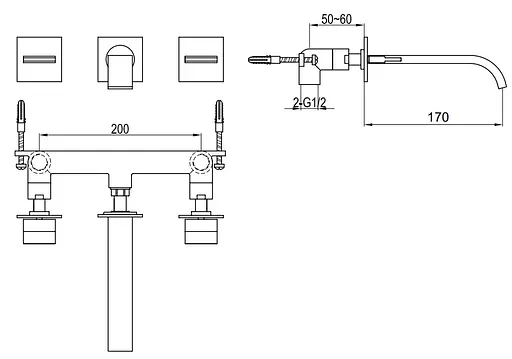 Смеситель для умывальника Kohlman Axis chrome + BOX скрытого монтажа QW190N Хром - фото 3