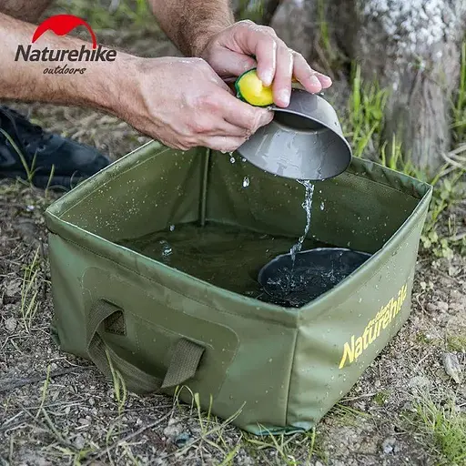 Складаний контейнер для води із ПВХ Naturehike NH19SJ007 Square bucket 13л (Зелений) - фото 2
