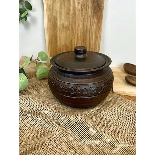 Ковбасник керамічний (глиняний) різьблений Декор 2 л