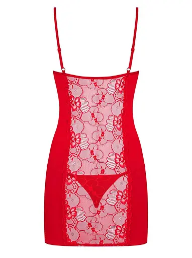 Сорочка и стринги Obsessive Heartina S/M красный - фото 6