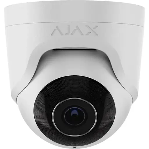 IP-камера Ajax дротова TurretCam, 5мп, 2.8мм, Poe, True WDR, IP 65, ІЧ 35м, аудіо, кут огляду 100° до 110°, купольна, біла