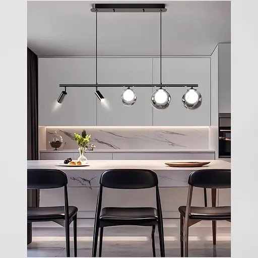 Удлиненный светильник со стопаты и графитовыми плафонами в корпусе 100 см Line F | Ст. AA249/3+2 BK - фото 6