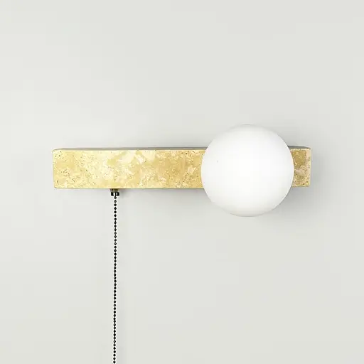 Бра ліве з травертиновим корпусом та білим плафоном 30х18 см Line F Арт. STW002/1 L (лівий) - фото 3