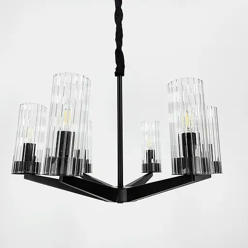 Люстра дизайнерская с прозрачными плафонами ABBY Line.F Количество ламп 8 - фото 5