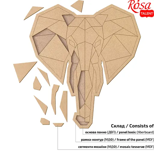 Основа для декорування панно-мозаїка Rosa Talent Слон 1 МДФ 37х44 см - фото 2