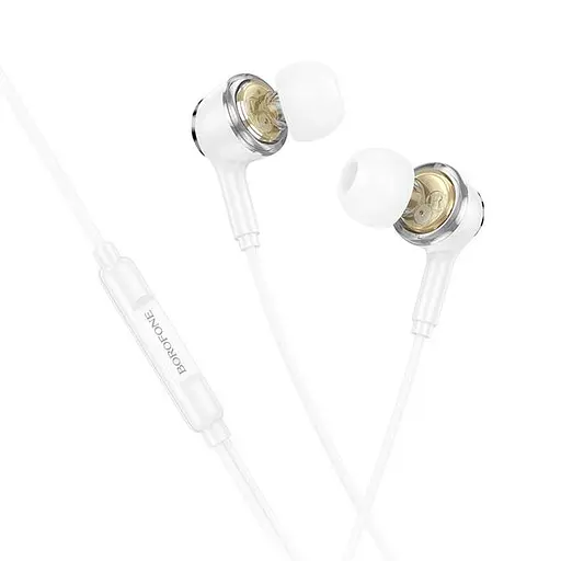 Дротові навушники Borofone BM90 Miller універсальні earphones with microphone, 3.5mm, 1.2m, white - фото 2