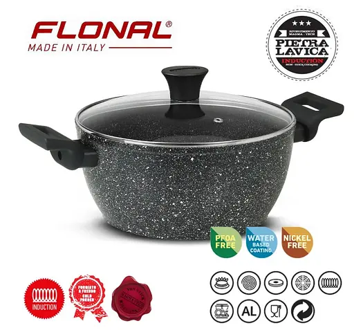Кастрюля Flonal Pietra Lavica 7 л с крышкой (PLICV2880) - фото 2