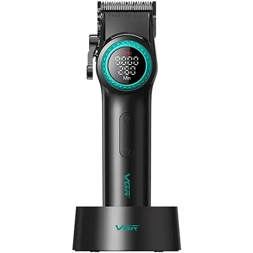 Машинка для стрижки VGR V-001 GGB (10 насадок) 4600 mAh LED дисплей Чорний - фото 2