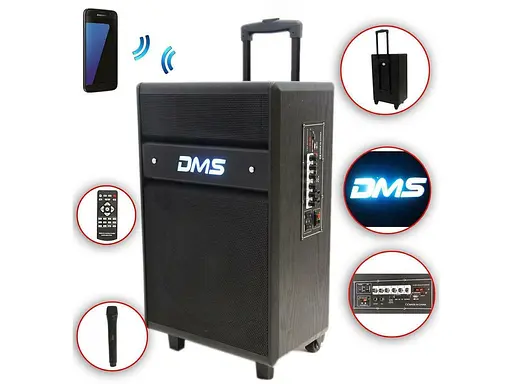 Аккумуляторная колонка DMS K10-12MS Bluetooth, USB, MP3, Wireless LED - фото 2