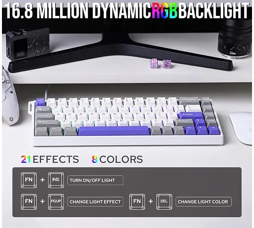 Клавиатура игровая механическая AULA WIN-68 HE Max White-Blue Magnetic switch ENG/UKR - фото 11