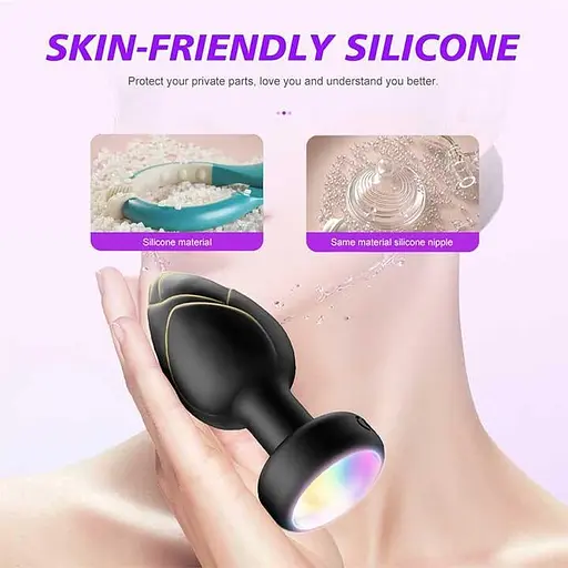 Анальна пробка, що світиться, з вібрацією та ПУ Light Anal Plug 3,5*9 см чорний - фото 5